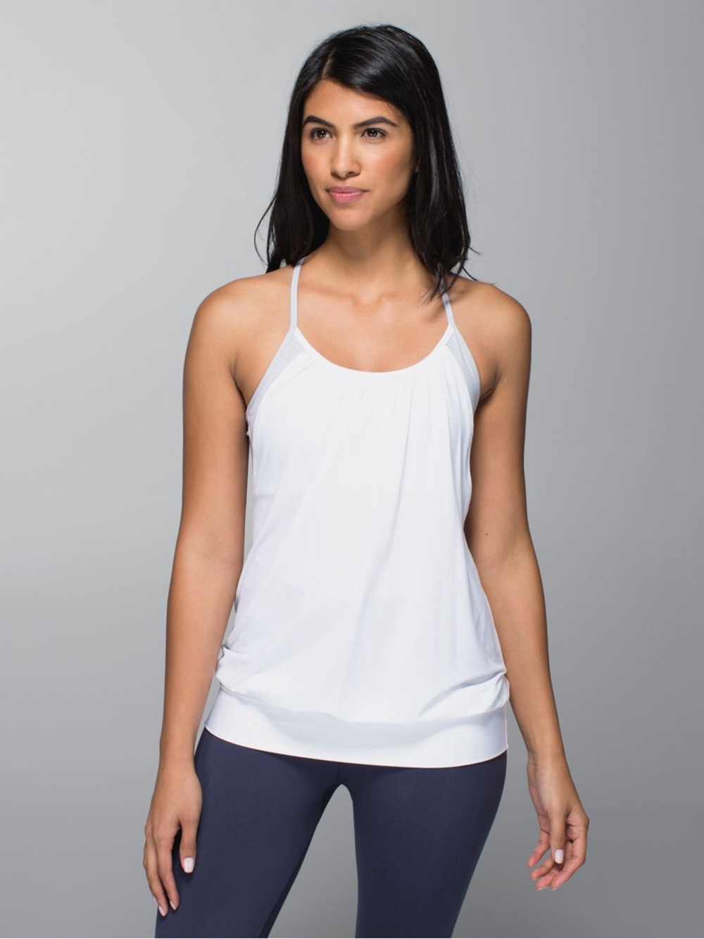 Lululemon No Limits Tank - White / Wee Stripe White Heathered Medium Grey